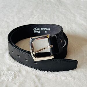 🎅 3/$15 SALE Revonah Men’s Genuine Leather Belt - Black / Silver - Medium